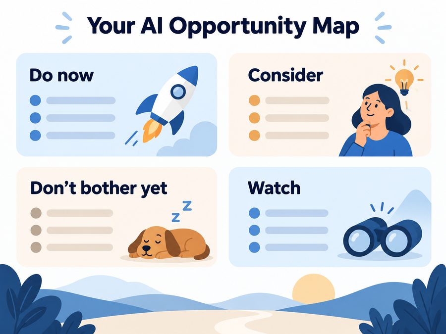 A four-part map: what to do now, what to consider, what to watch, and
                what not to bother with yet.